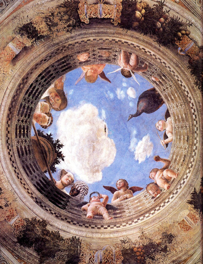 Figure 3.  Mantegna's Ceiling
          Oculus in the Camera degli Sposi, Mantova, 1465.