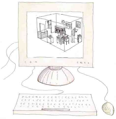 Figure 9. Virtual studio within a computer monitor, C. E. Bernardelli, 1994.